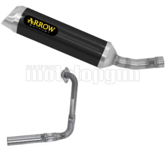 COLLETTORE OPEN ARROW THUNDER IN ALLUMINIO NERO CON FONDELLO IN INOX COMPATIBILE CON YAMAHA YZF R125 R-125 19/20