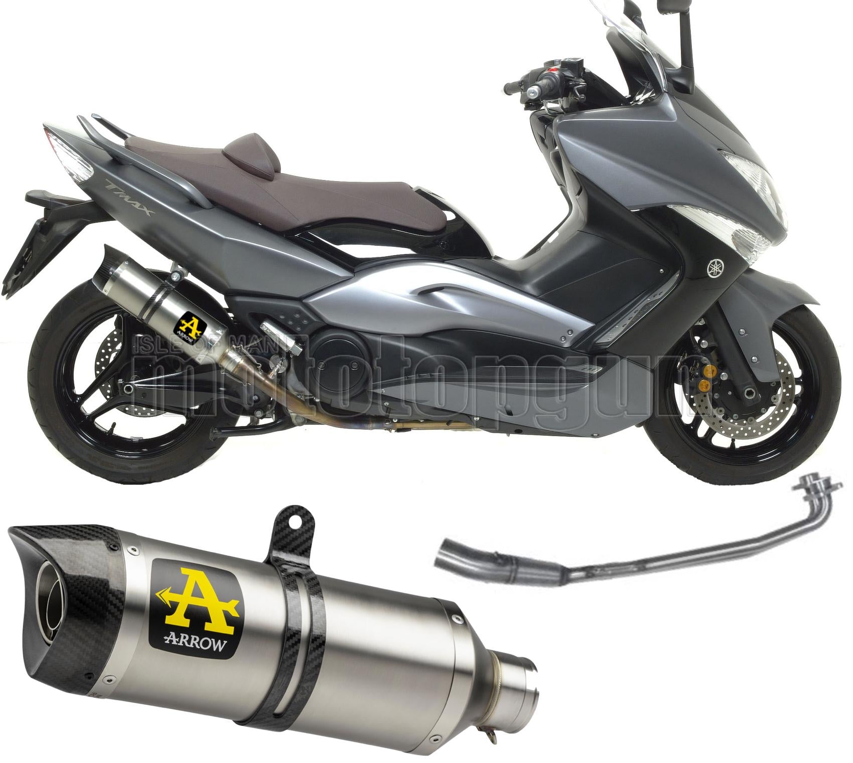 SCARICO COMPLETO OMOLOGATO OPEN ARROW THUNDER IN TITANIO CON FONDELLO IN CARBY COMPATIBILE CON YAMAHA TMAX T-MAX 500 YP 08/11