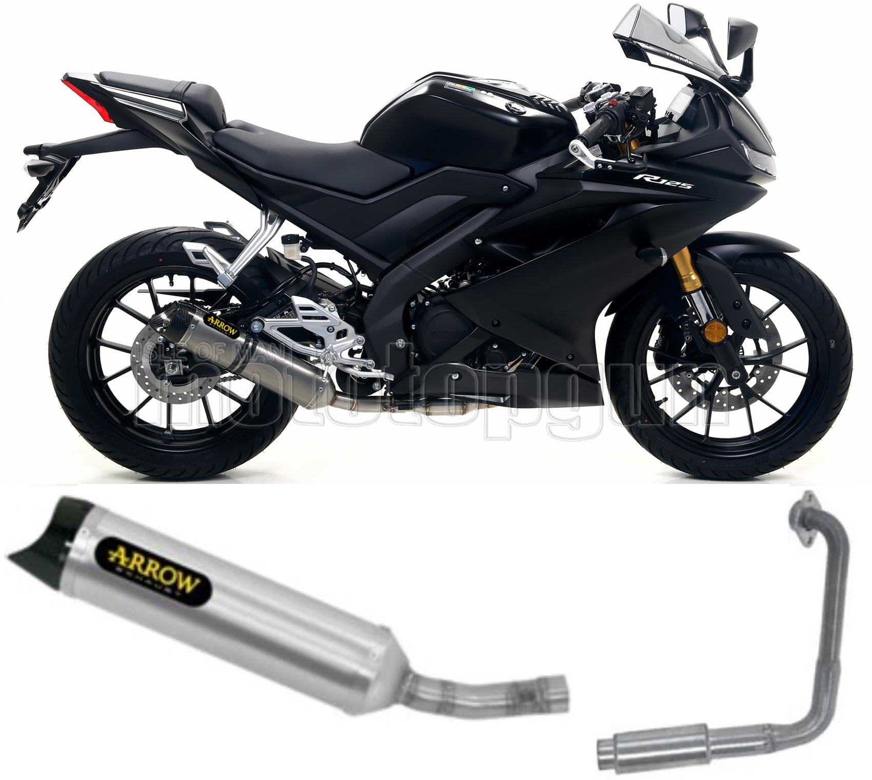 COLLETTORE OPEN ARROW THUNDER IN TITANIO CON FONDELLO IN CARBY COMPATIBILE CON YAMAHA YZF R125 R-125 19/20