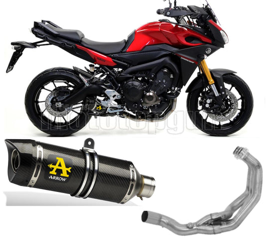 SCARICO COMPLETO OMOLOGATO OPEN ARROW THUNDER IN CARBONIO CON FONDELLO IN CARBY COMPATIBILE CON YAMAHA MT09 MT-09 TRACER 15/20