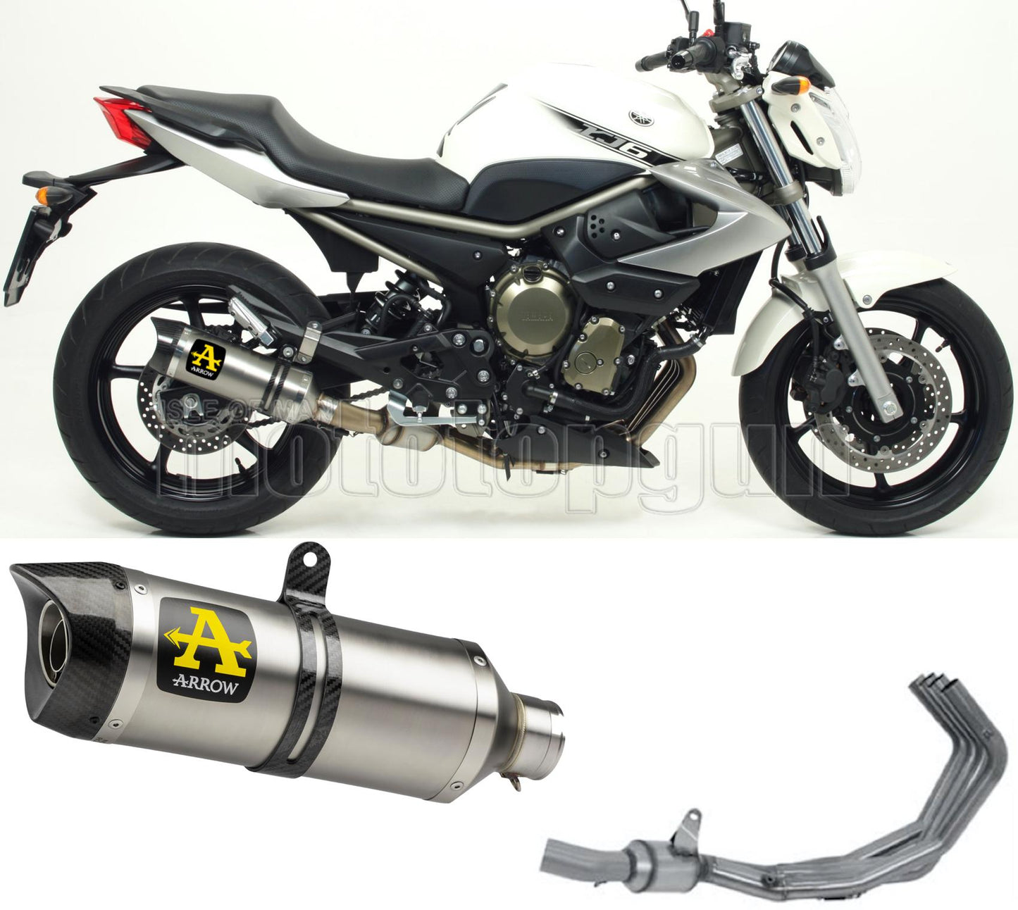 SCARICO COMPLETO OMOLOGATO OPEN ARROW THUNDER IN ALLUMINIO CON FONDELLO IN CARBY COMPATIBILE CON YAMAHA XJ6 09/15