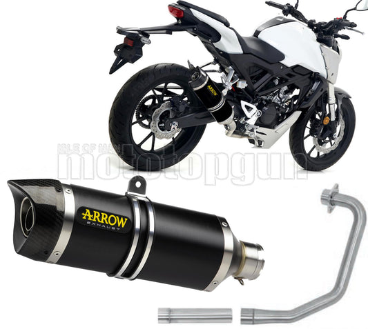 COLLETTORE CATALIZZATO ARROW THUNDER IN ALLUMINIO NERO CON FONDELLO IN CARBY COMPATIBILE CON HONDA CB 125 R 18/20