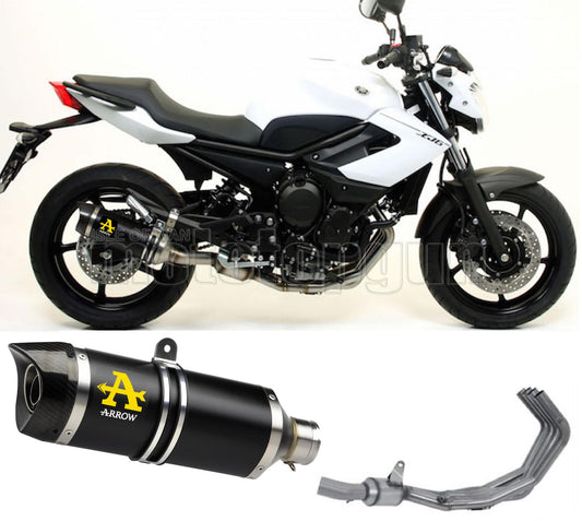 SCARICO COMPLETO OMOLOGATO OPEN ARROW THUNDER IN ALLUMINIO NERO CON FONDELLO IN CARBY COMPATIBILE CON YAMAHA XJ6 09/15