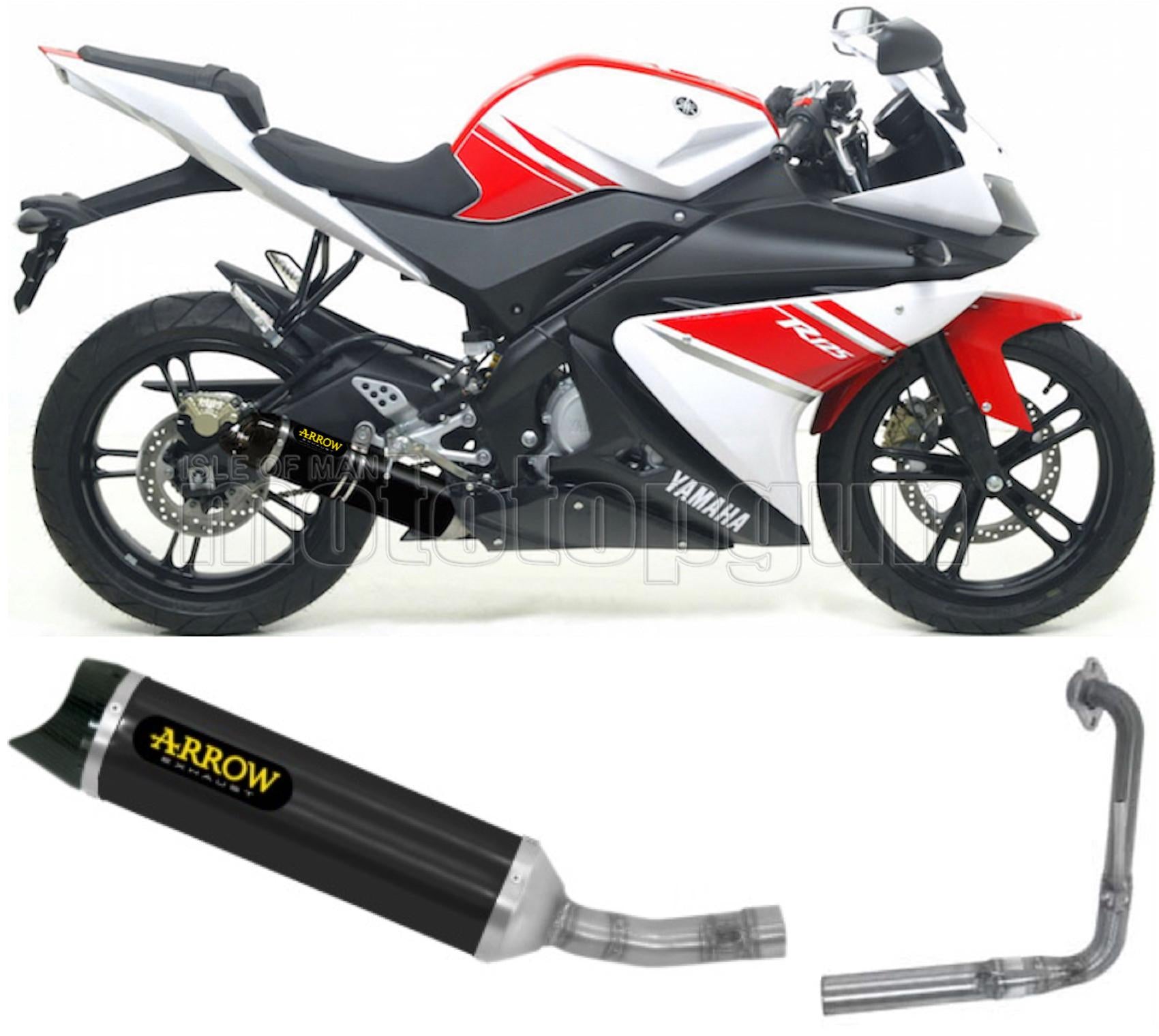 SCARICO OMOLOGATO ARROW THUNDER IN ALLUMINIO NERO CON FONDELLO IN CARBY COMPATIBILE CON YAMAHA YZF R125 R-125 08/13