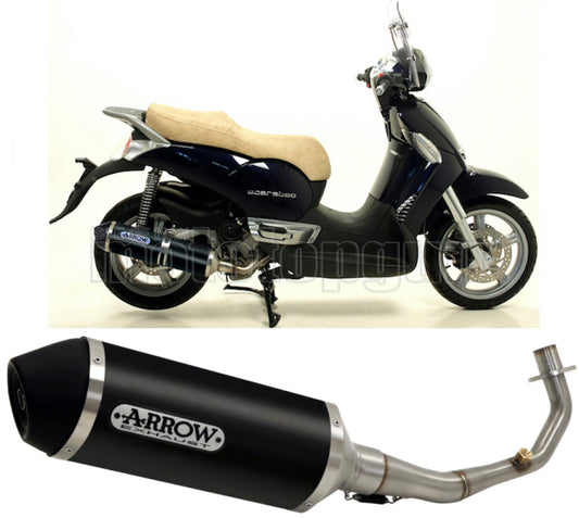 SCARICO OMOLOGATO ARROW URBAN IN ALLUMINIO NERO CON FONDELLO IN INOX NERO COMPATIBILE CON APRILIA SCARABEO 400 LIGHT 06/11