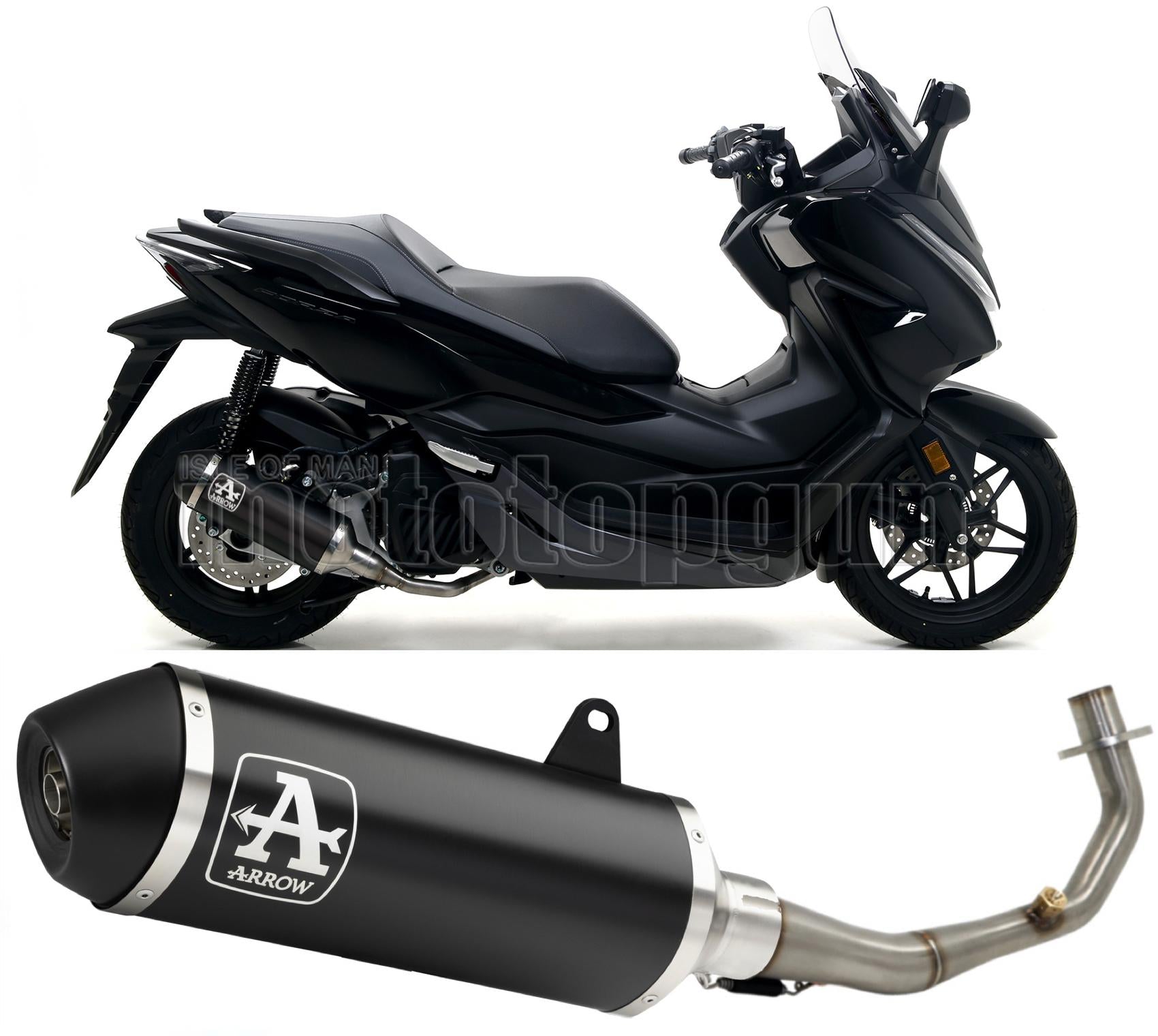 COLLETTORE ARROW URBAN IN ALLUMINIO NERO CON FONDELLO IN INOX NERO COMPATIBILE CON HONDA FORZA 125 17/20
