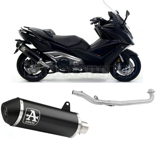 SCARICO OMOLOGATO ARROW URBAN IN ALLUMINIO NERO CON FONDELLO IN INOX NERO COMPATIBILE CON KYMCO AK 550 17/20