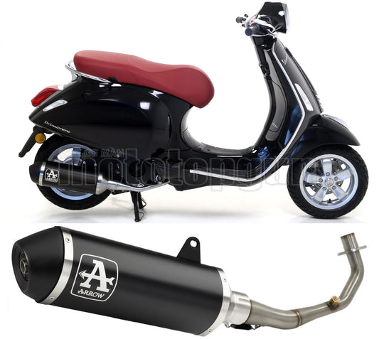 COLLETTORE ARROW URBAN IN ALLUMINIO NERO CON FONDELLO IN INOX NERO COMPATIBILE CON PIAGGIO VESPA PRIMAVERA 150 14/16