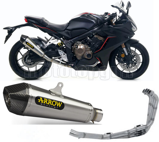 SCARICO OMOLOGATO OPEN DOPPIO TERMINALE ARROW X-KONE IN NICHROM CON FONDELLO IN CARBY COMPATIBILE CON HONDA CBR 650 R 19/22