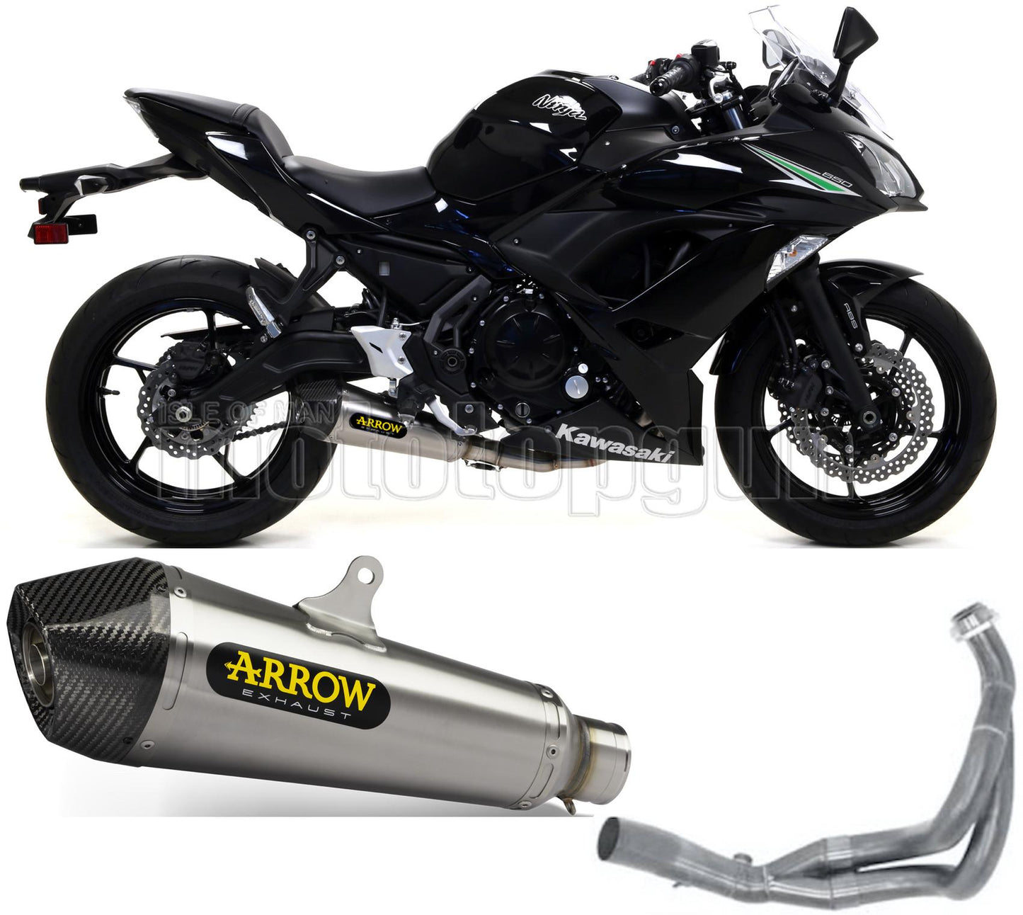 SCARICO OMOLOGATO CATALIZZATO ARROW X-KONE IN NICHROM CON FONDELLO IN CARBY COMPATIBILE CON KAWASAKI NINJA 650 17/20