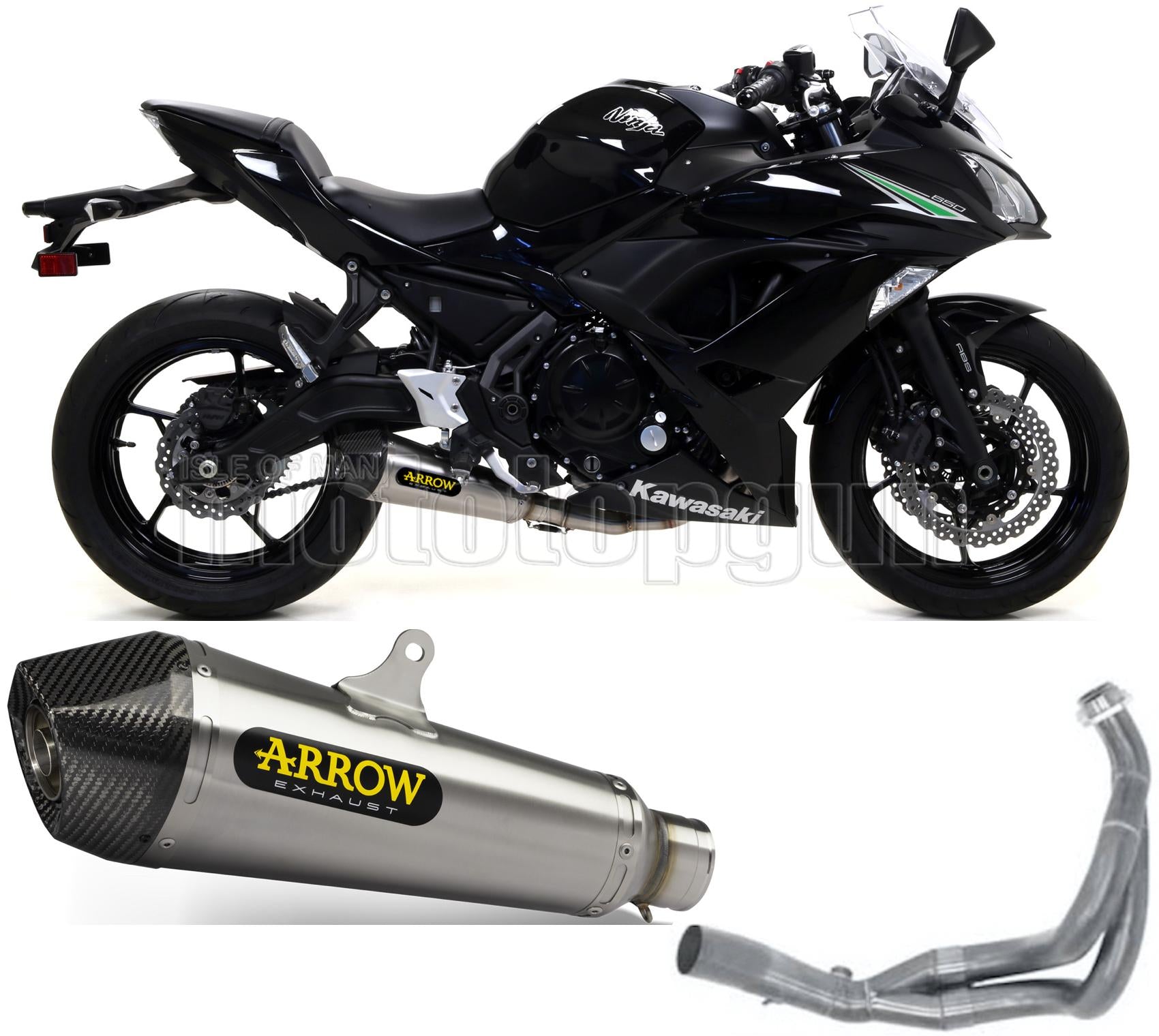 SCARICO OMOLOGATO CATALIZZATO ARROW X-KONE IN NICHROM CON FONDELLO IN CARBY COMPATIBILE CON KAWASAKI NINJA 650 17/20