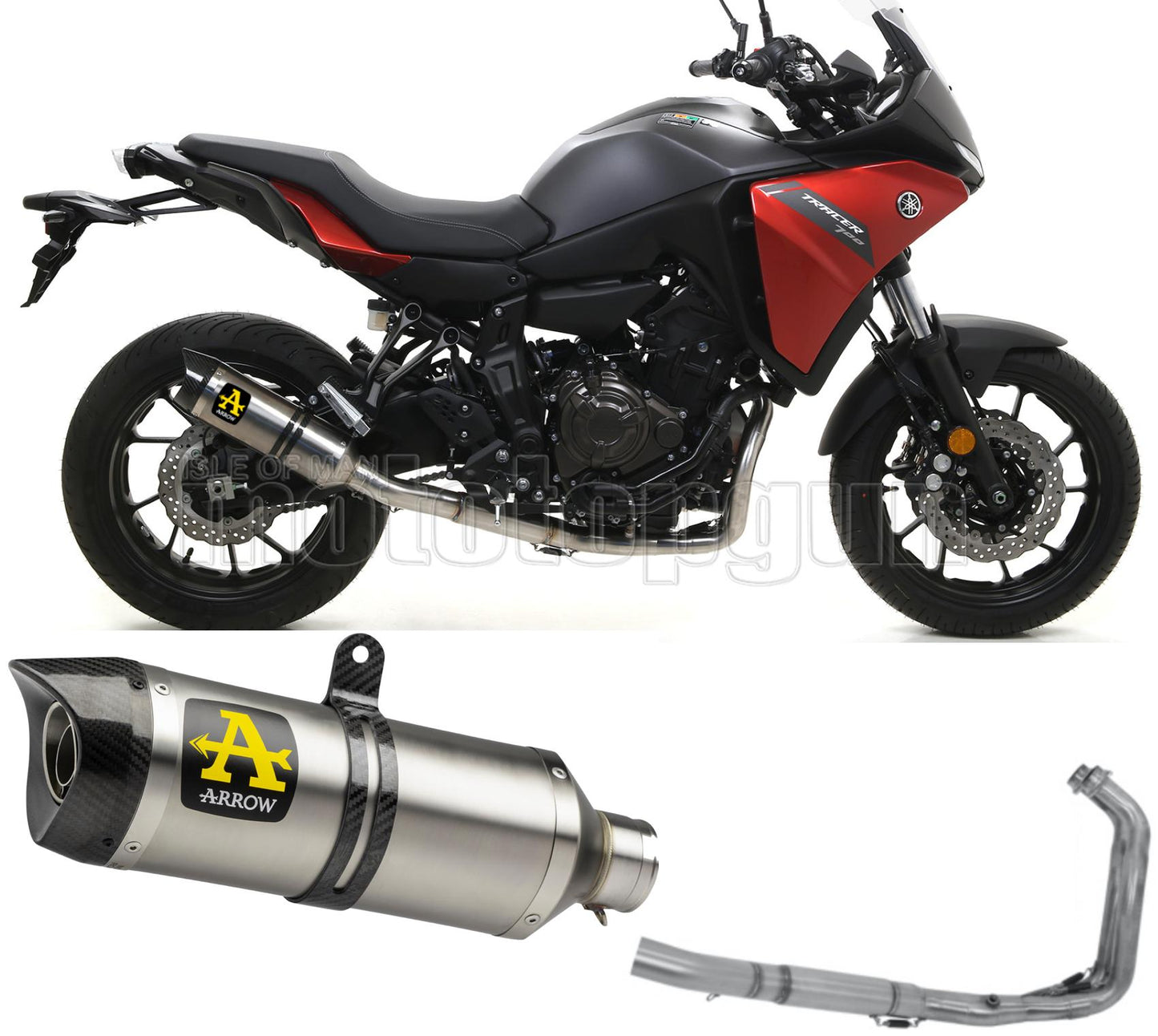 SCARICO COMPLETO OMOLOGATO OPEN ARROW THUNDER IN ALLUMINIO CON FONDELLO IN CARBY COMPATIBILE CON YAMAHA TRACER 700 2020