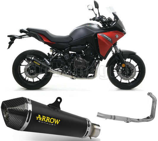 SCARICO COMPLETO OMOLOGATO OPEN ARROW X-KONE IN NICHROM NERO CON FONDELLO IN CARBY COMPATIBILE CON YAMAHA TRACER 7 21/23