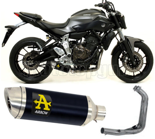 SCARICO COMPLETO OMOLOGATO OPEN ARROW THUNDER IN ALLUMINIO NERO CON FONDELLO IN INOX COMPATIBILE CON YAMAHA MT07 MT-07 14/20