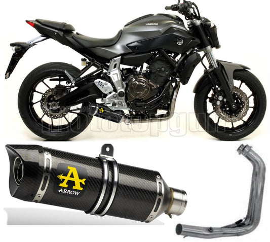 SCARICO COMPLETO OMOLOGATO OPEN ARROW THUNDER IN CARBONIO CON FONDELLO IN CARBY COMPATIBILE CON YAMAHA MT07 MT-07 14/20