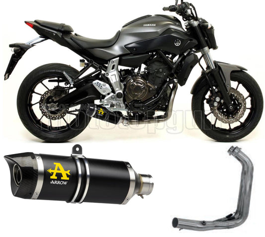 SCARICO COMPLETO OMOLOGATO OPEN ARROW THUNDER IN ALLUMINIO NERO CON FONDELLO IN CARBY COMPATIBILE CON YAMAHA MT07 MT-07 14/20