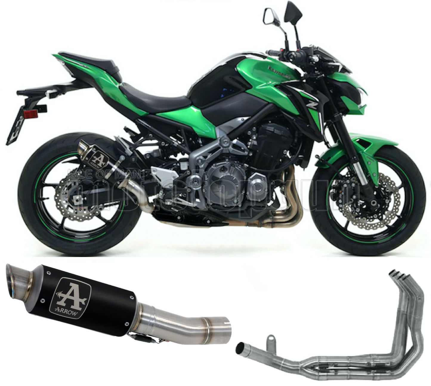 SCARICO COMPLETO OMOLOGATO CATALIZZATO ARROW GP2 GP-2 IN NICHROM NERO CON FONDELLO IN INOX COMPATIBILE CON KAWASAKI Z900 Z-900 17/19