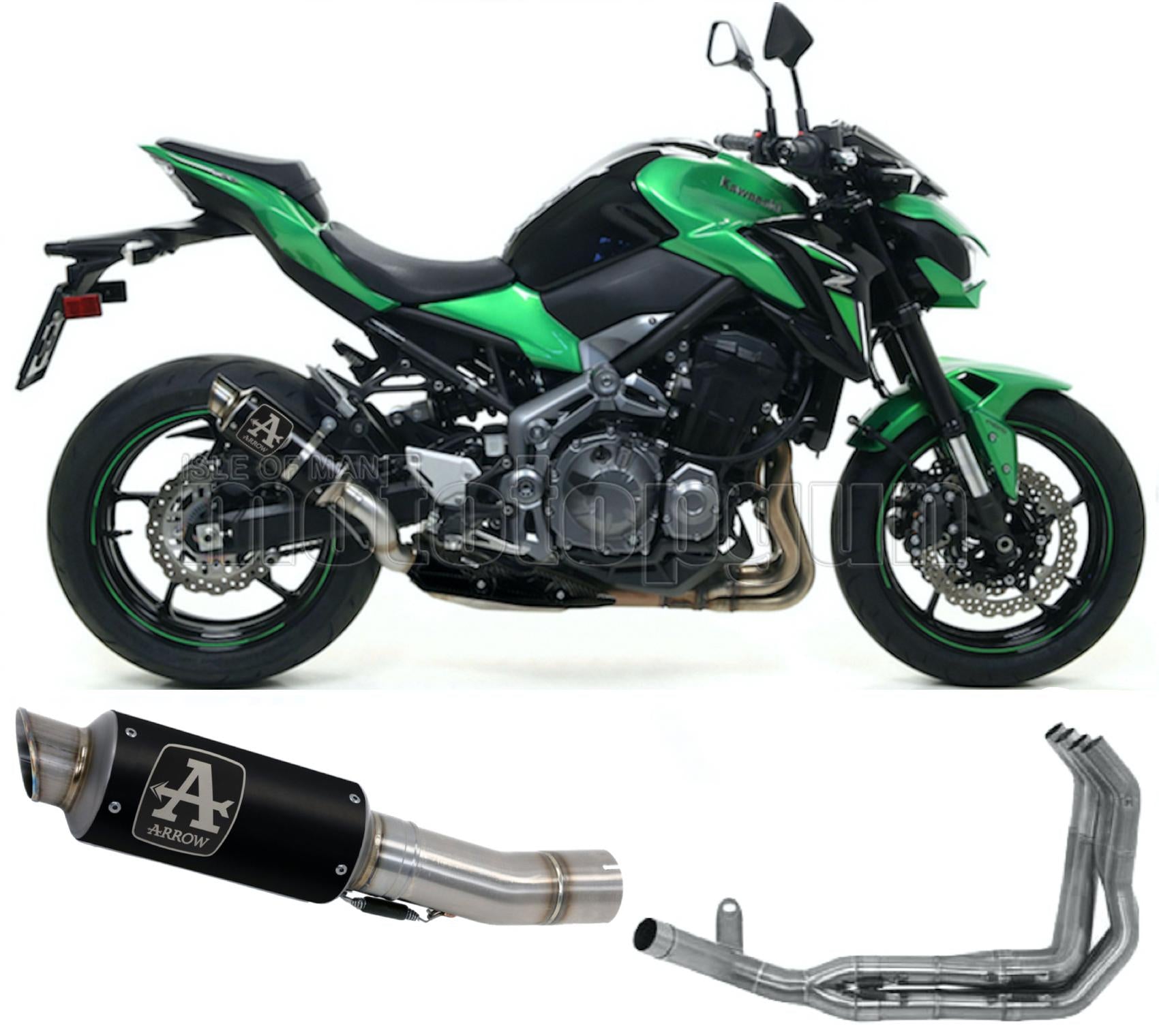 SCARICO COMPLETO OMOLOGATO CATALIZZATO ARROW GP2 GP-2 IN NICHROM NERO CON FONDELLO IN INOX COMPATIBILE CON KAWASAKI Z900 Z-900 17/19