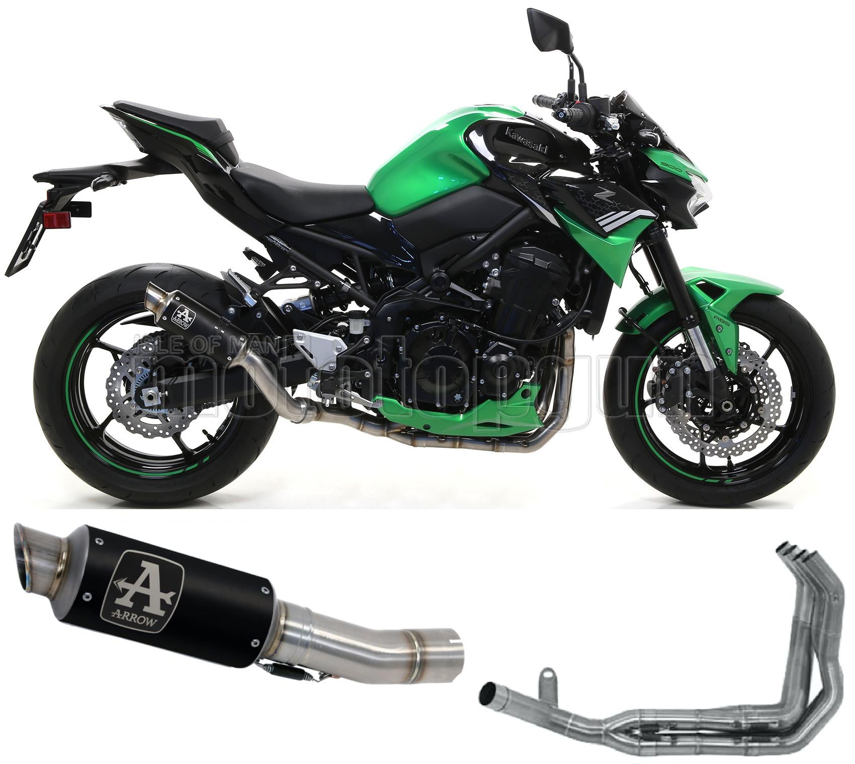 SCARICO COMPLETO OMOLOGATO CATALIZZATO ARROW GP2 GP-2 IN NICHROM NERO CON FONDELLO IN INOX COMPATIBILE CON KAWASAKI Z900 Z-900 20/23