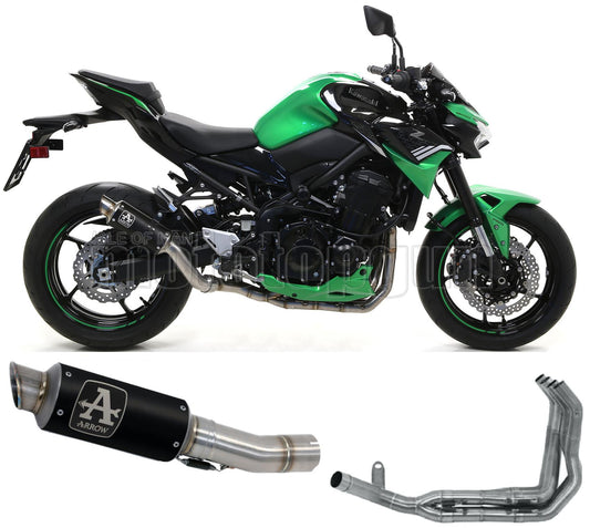 SCARICO COMPLETO OMOLOGATO CATALIZZATO ARROW GP2 GP-2 IN NICHROM NERO CON FONDELLO IN INOX COMPATIBILE CON KAWASAKI Z900 Z-900 A2 19/23