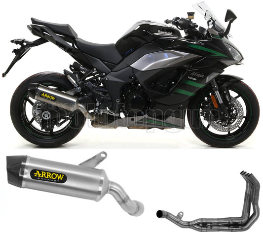 SCARICO OMOLOGATO OPEN ARROW INDY-RACE IN TITANIO CON FONDELLO IN CARBY COMPATIBILE CON KAWASAKI NINJA 1000 SX TOURER 21/23