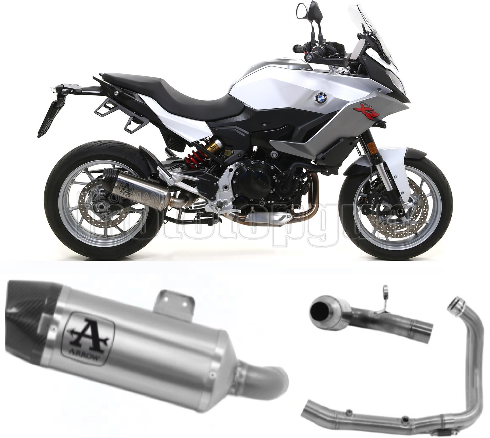 SCARICO OMOLOGATO OPEN ARROW INDY-RACE IN ALLUMINIO CON FONDELLO IN CARBY COMPATIBILE CON BMW F900 F-900 XR 20/23