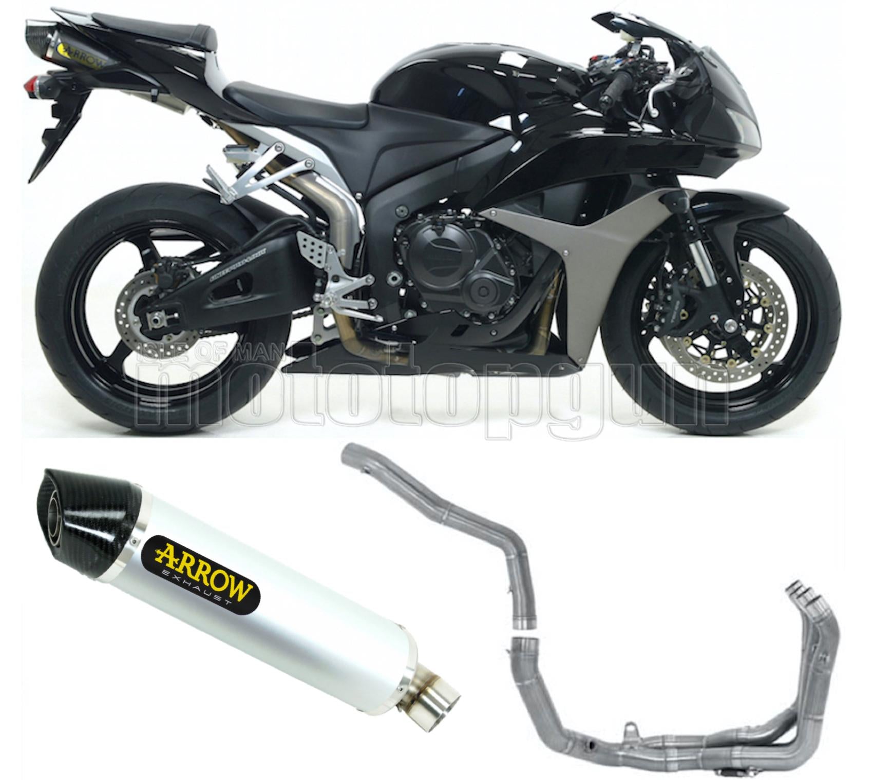 SCARICO COMPLETO OMOLOGATO OPEN ARROW INDY-RACE IN ALLUMINIO CON FONDELLO IN CARBY COMPATIBILE CON HONDA CBR 600 RR 07/08