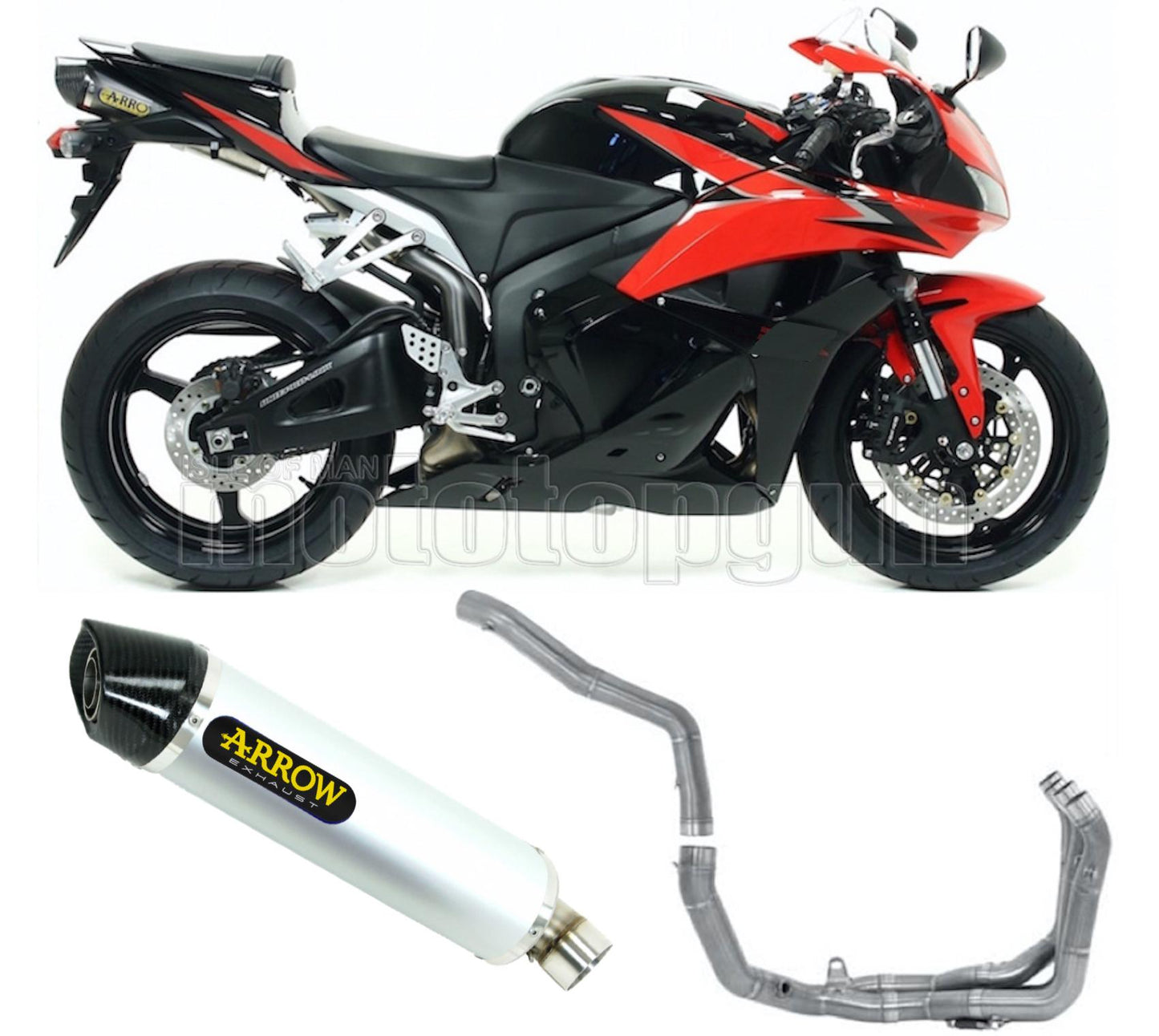 SCARICO COMPLETO OMOLOGATO OPEN ARROW INDY-RACE IN ALLUMINIO CON FONDELLO IN CARBY COMPATIBILE CON HONDA CBR 600 RR 09/12