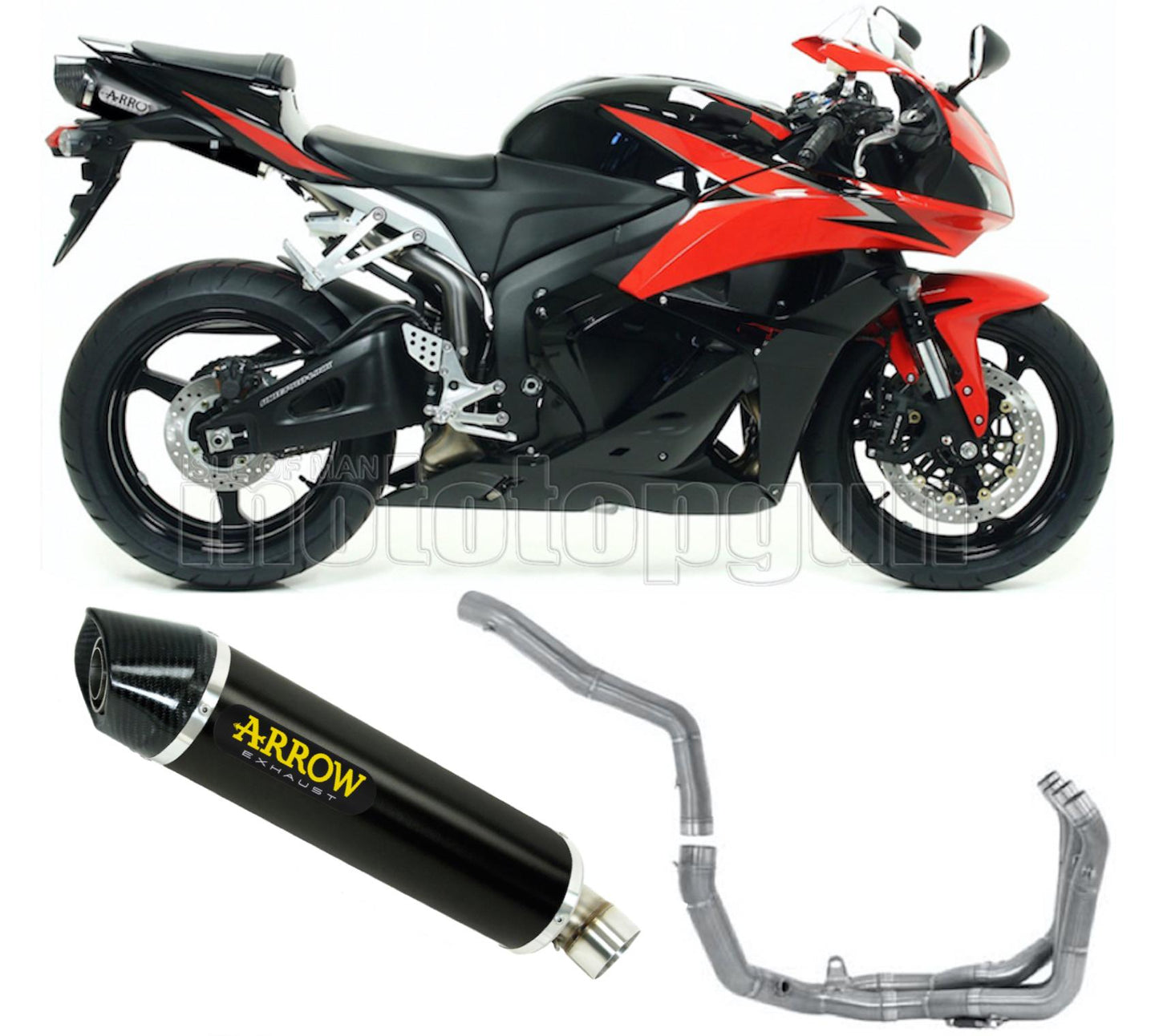 SCARICO COMPLETO OMOLOGATO OPEN ARROW INDY-RACE IN ALLUMINIO NERO CON FONDELLO IN CARBY COMPATIBILE CON HONDA CBR 600 RR 09/12