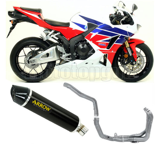 SCARICO COMPLETO OMOLOGATO OPEN ARROW INDY-RACE IN ALLUMINIO NERO CON FONDELLO IN CARBY COMPATIBILE CON HONDA CBR 600 RR 13/16