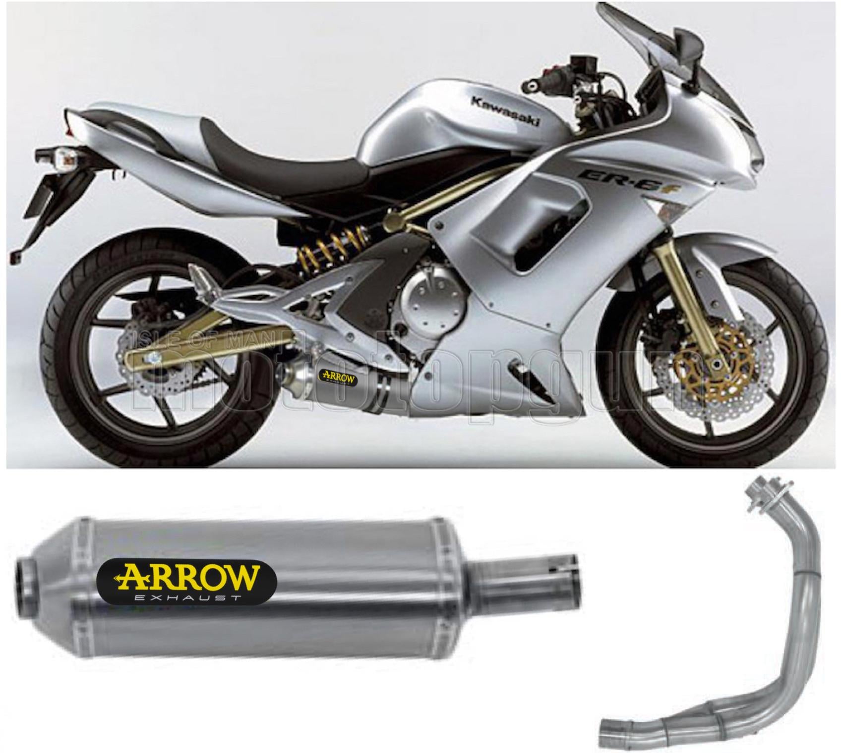 SCARICO COMPLETO OMOLOGATO OPEN BASSO ARROW MAXI RACE-TECH IN ALLUMINIO CON FONDELLO IN INOX COMPATIBILE CON KAWASAKI ER6F ER-6F 05/11
