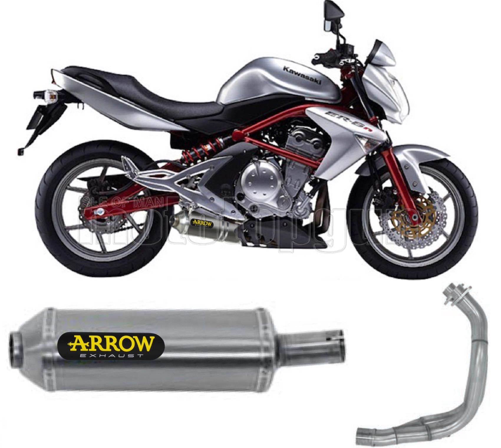 SCARICO COMPLETO OMOLOGATO OPEN BASSO ARROW MAXI RACE-TECH IN ALLUMINIO CON FONDELLO IN INOX COMPATIBILE CON KAWASAKI ER6N ER-6N 05/11