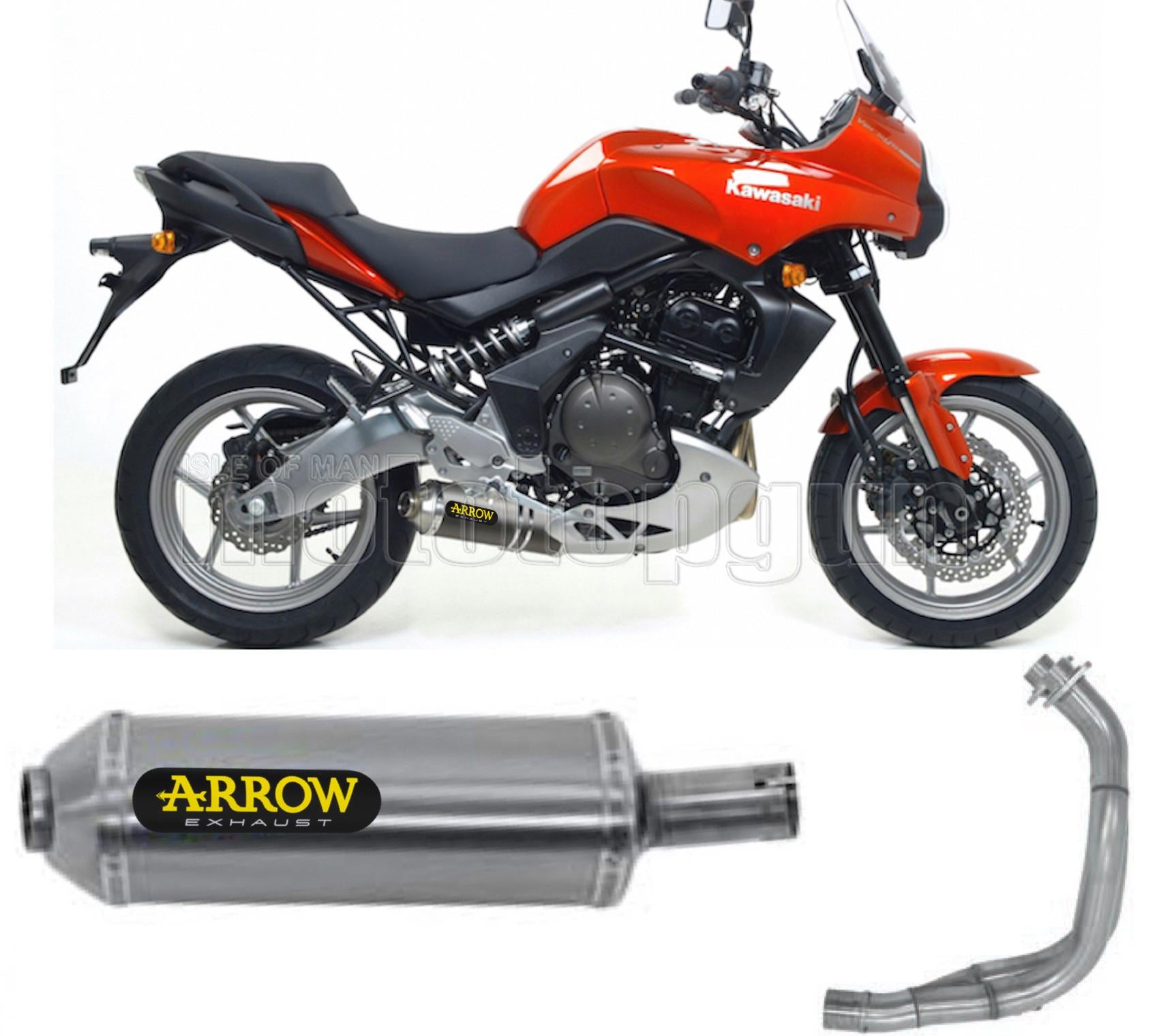 SCARICO COMPLETO OMOLOGATO OPEN BASSO ARROW MAXI RACE-TECH IN ALLUMINIO CON FONDELLO IN INOX COMPATIBILE CON KAWASAKI VERSYS 650 07/14