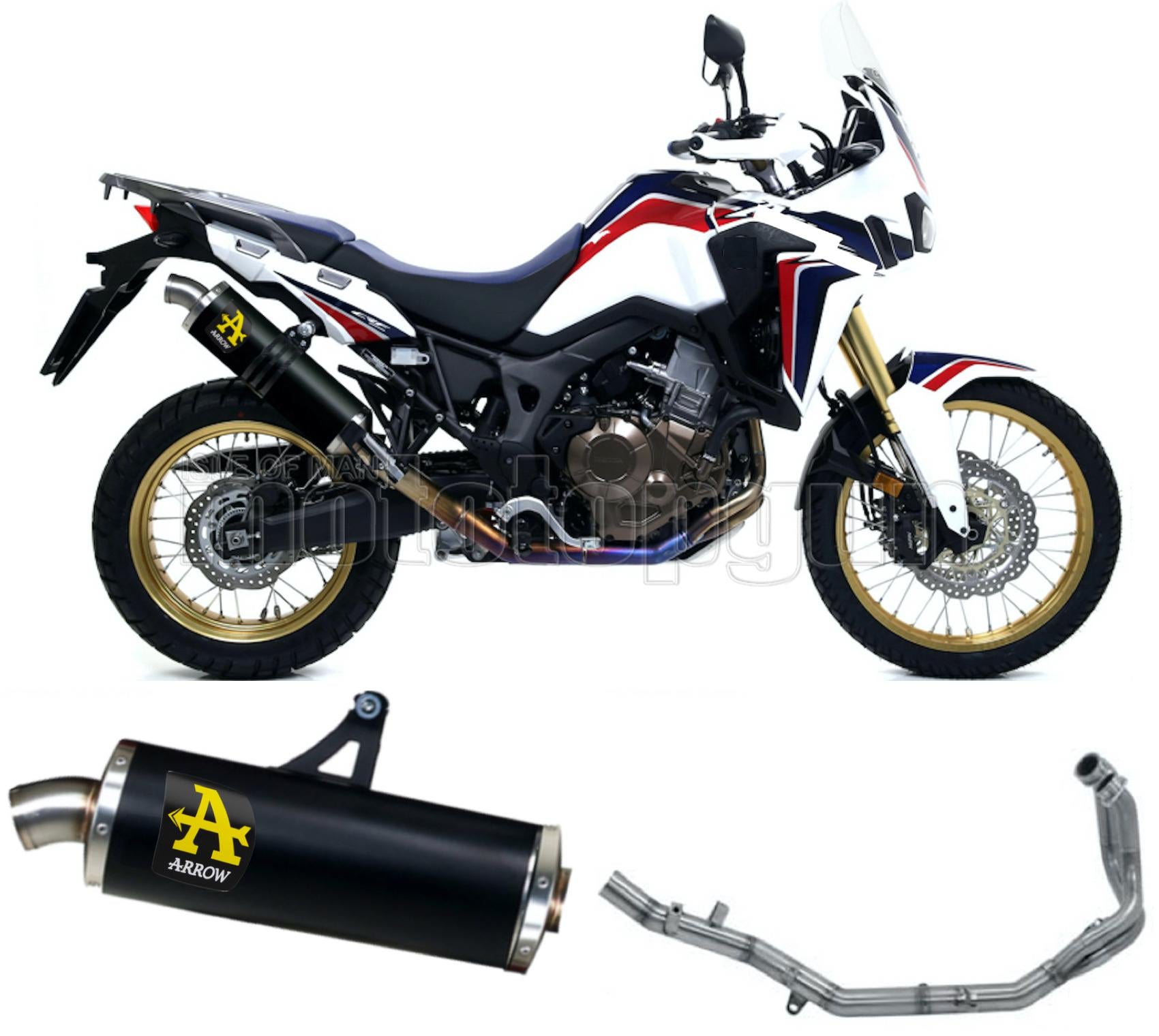 SCARICO OMOLOGATO ARROW MAXI RACE-TECH IN ALLUMINIO NERO CON FONDELLO IN INOX COMPATIBILE CON HONDA AFRICA TWIN 1100 ADVENTURE SPORT 20/23