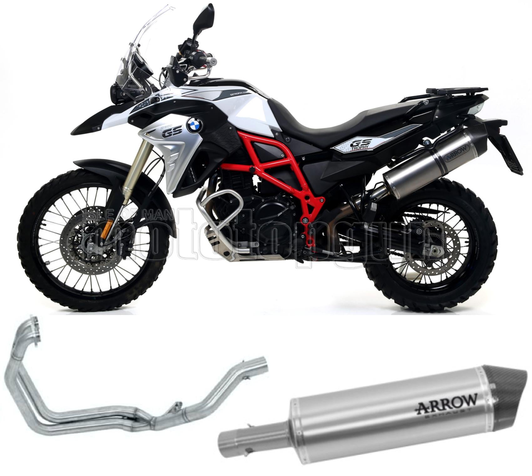 SCARICO OMOLOGATO ARROW MAXI RACE-TECH IN ALLUMINIO CON FONDELLO IN CARBY COMPATIBILE CON BMW F800 F-800 GS ADVENTURE 08/16