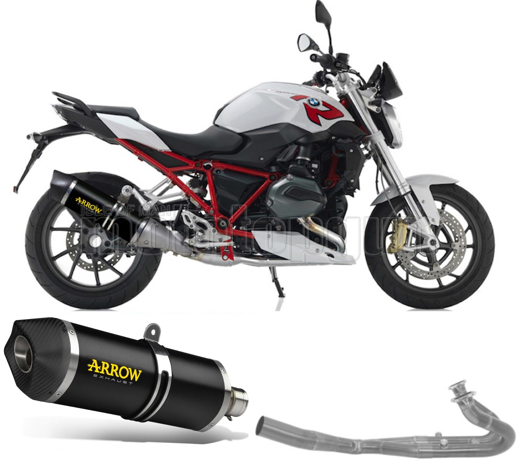 SCARICO OMOLOGATO CATALIZZATO ARROW MAXI RACE-TECH IN ALLUMINIO NERO CON FONDELLO IN CARBY COMPATIBILE CON BMW R1200 R-1200 RS 15/16