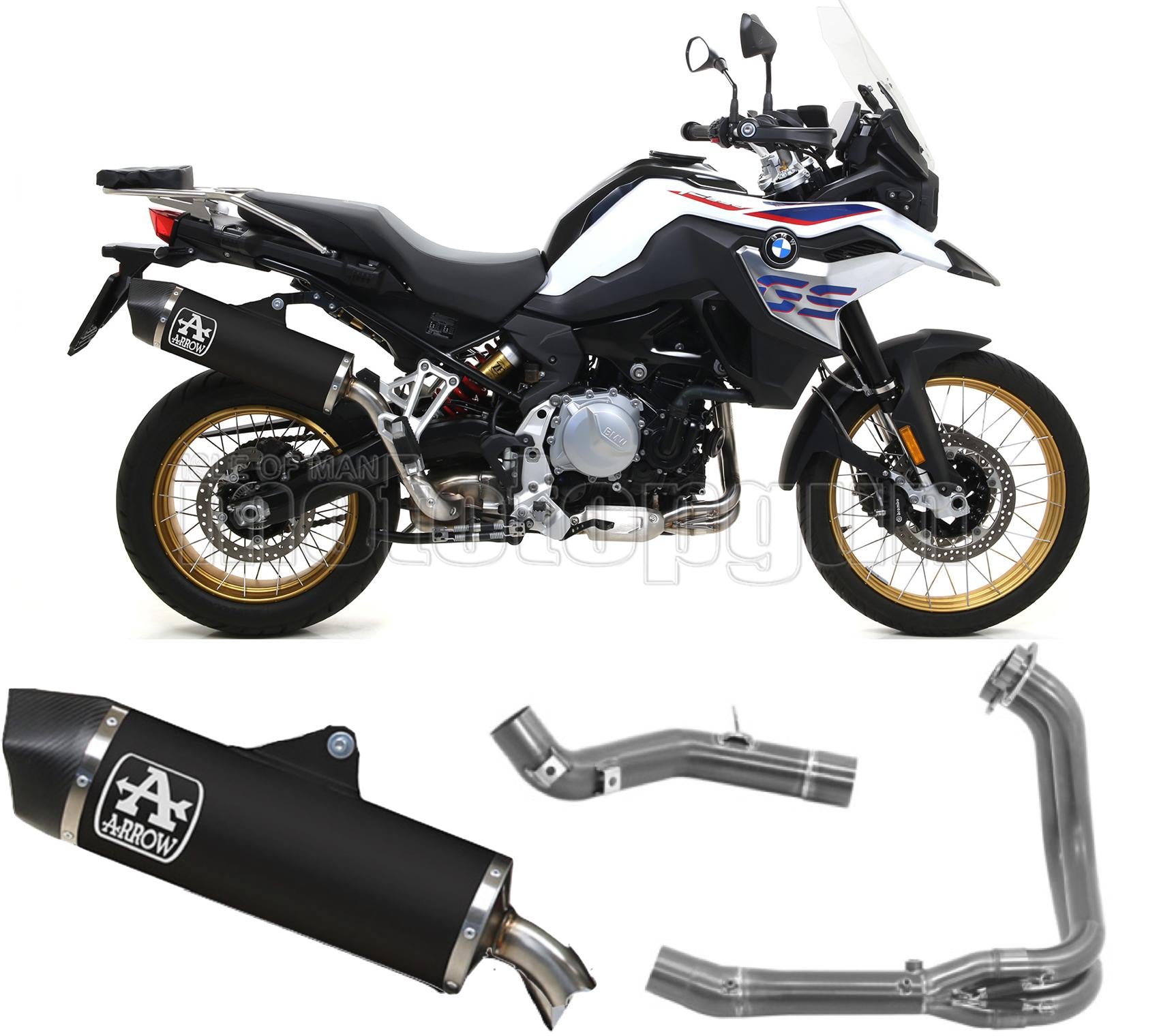 SCARICO OMOLOGATO ARROW MAXI RACE-TECH IN ALLUMINIO NERO CON FONDELLO IN CARBY COMPATIBILE CON BMW F850 F-850 GS 18/20