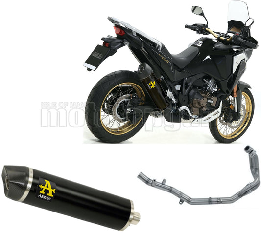 SCARICO OMOLOGATO ARROW MAXI RACE-TECH IN ALLUMINIO NERO CON FONDELLO IN CARBY COMPATIBILE CON HONDA AFRICA TWIN 1100 ADVENTURE SPORT 20/23
