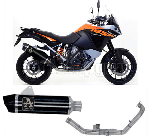 SCARICO COMPLETO OMOLOGATO OPEN ARROW MAXI RACE-TECH IN ALLUMINIO NERO CON FONDELLO IN CARBY COMPATIBILE CON KTM 1050 ADVENTURE 15/16