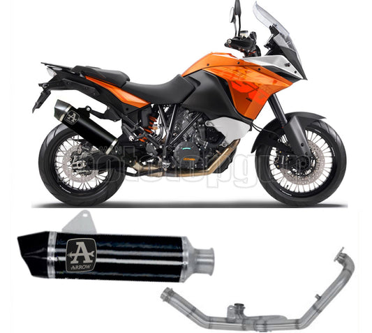 SCARICO COMPLETO OMOLOGATO OPEN ARROW MAXI RACE-TECH IN ALLUMINIO NERO CON FONDELLO IN CARBY COMPATIBILE CON KTM 1190 ADVENTURE 13/16