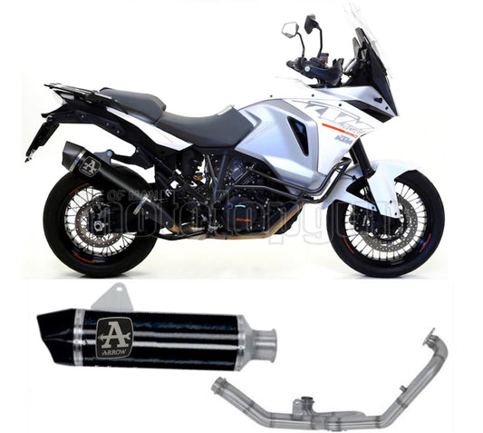 SCARICO COMPLETO OMOLOGATO OPEN ARROW MAXI RACE-TECH IN ALLUMINIO NERO CON FONDELLO IN CARBY COMPATIBILE CON KTM 1290 SUPER ADVENTURE 15/16