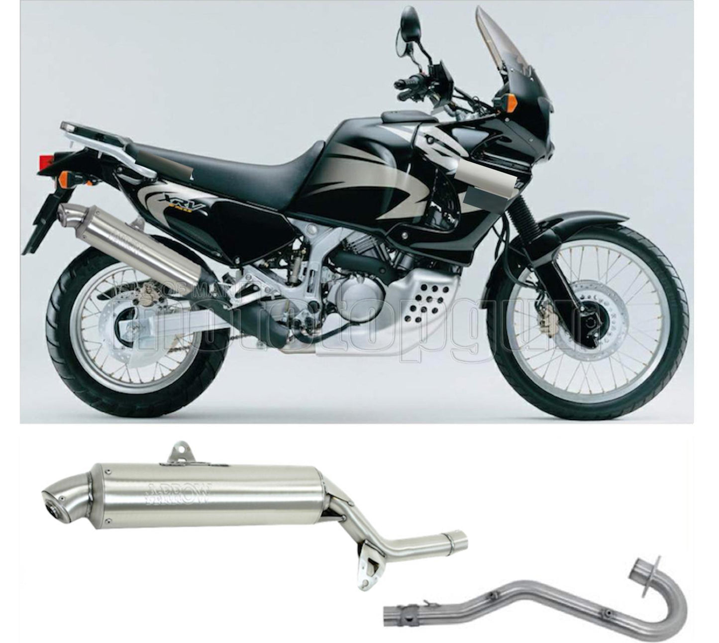 SCARICO OMOLOGATO ARROW PARIS DACAR IN INOX CON FONDELLO IN INOX COMPATIBILE CON HONDA XRV 750 AFRICA TWIN 96/04