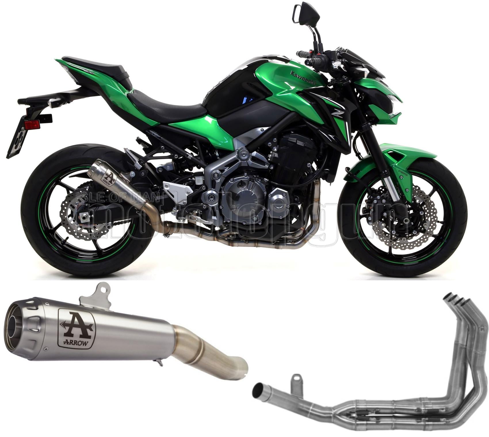 SCARICO OMOLOGATO DOPPIO TERMINALE ARROW PRO-RACE IN TITANIO CON FONDELLO IN TITANIO COMPATIBILE CON KAWASAKI Z900 Z-900 A2 19/23