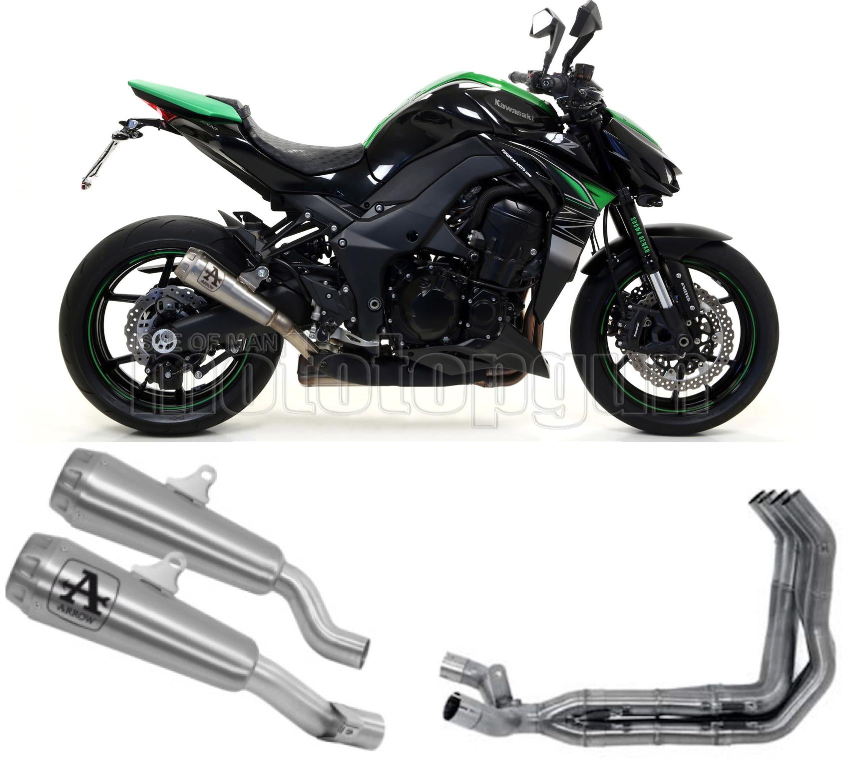 SCARICO COMPLETO OMOLOGATO OPEN ARROW PRO-RACE IN NICHROM CON FONDELLO IN INOX COMPATIBILE CON KAWASAKI Z1000 Z-1000 17/20