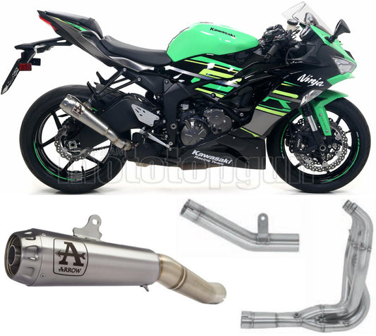 SCARICO OMOLOGATO OPEN ARROW PRO-RACE IN NICHROM CON FONDELLO IN INOX COMPATIBILE CON KAWASAKI ZX-6R ZX-6 R 636 19/20