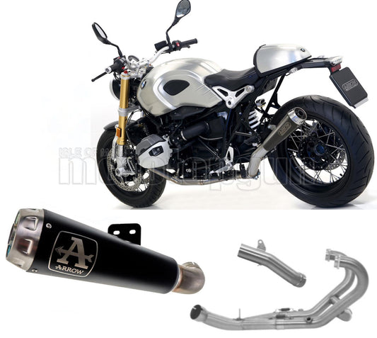 SCARICO COMPLETO OMOLOGATO CATALIZZATO ARROW PRO-RACE IN NICHROM NERO CON FONDELLO IN INOX COMPATIBILE CON BMW R NINE T 17/19