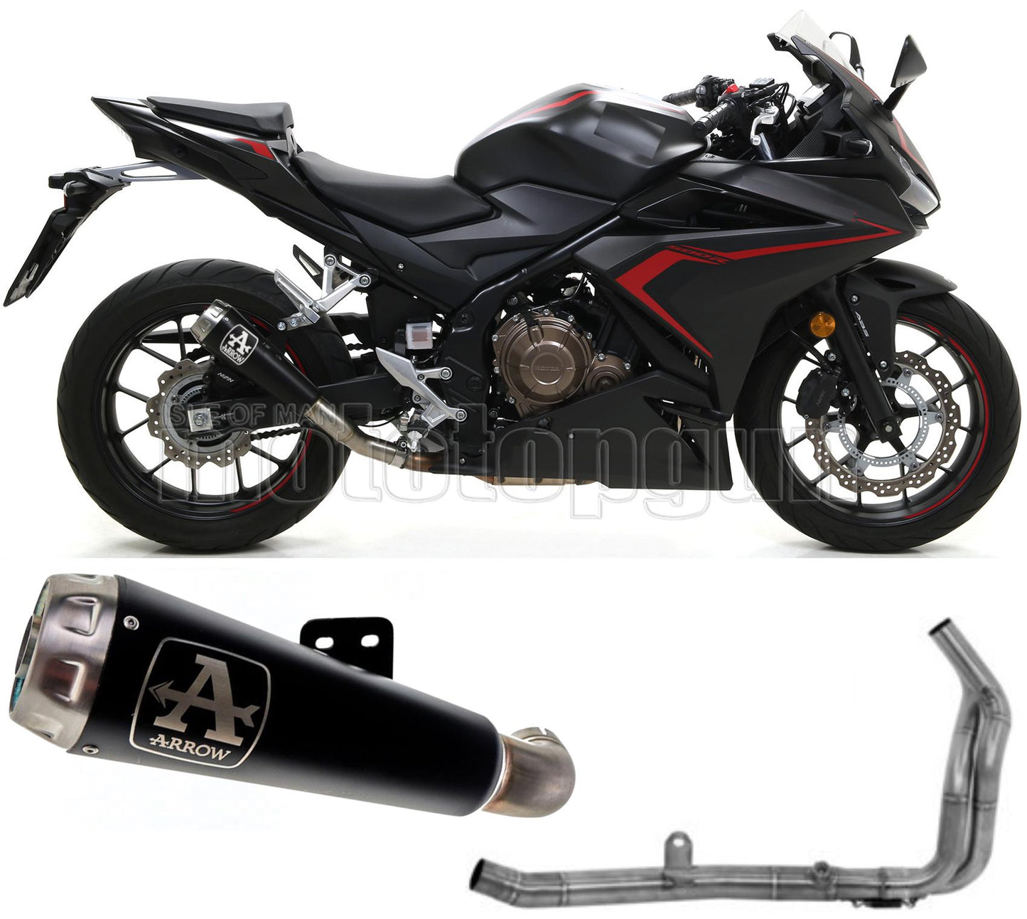 SCARICO OMOLOGATO OPEN ARROW PRO-RACE IN NICHROM NERO CON FONDELLO IN INOX COMPATIBILE CON HONDA CBR 500 R 19/20