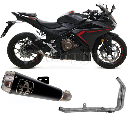 SCARICO OMOLOGATO OPEN ARROW PRO-RACE IN NICHROM NERO CON FONDELLO IN INOX COMPATIBILE CON HONDA CBR 500 R 19/20