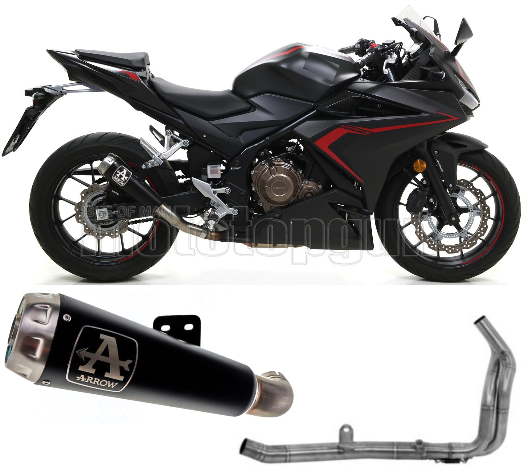SCARICO OMOLOGATO OPEN ARROW PRO-RACE IN NICHROM NERO CON FONDELLO IN INOX COMPATIBILE CON HONDA CBR 500 R 19/20