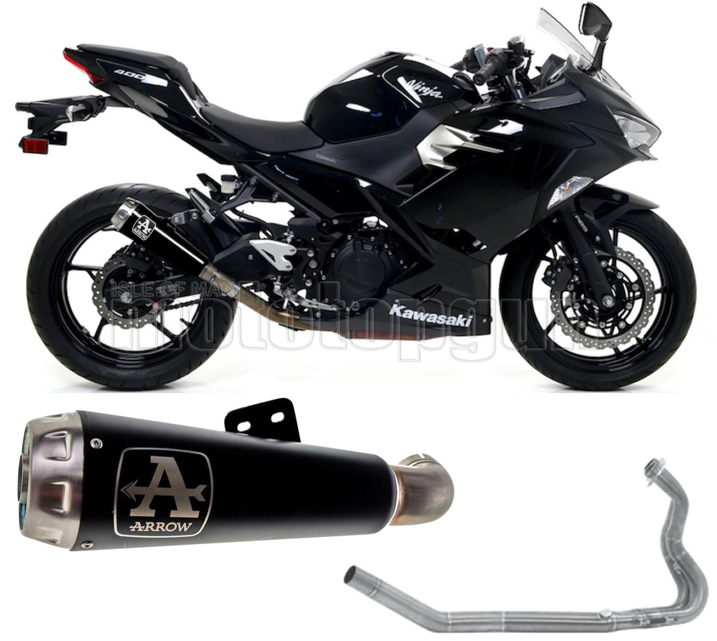 SCARICO OMOLOGATO ARROW PRO-RACE IN NICHROM NERO CON FONDELLO IN INOX COMPATIBILE CON KAWASAKI NINJA 400 18/21
